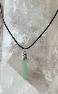 Green Aventurine Silver Topped Necklace